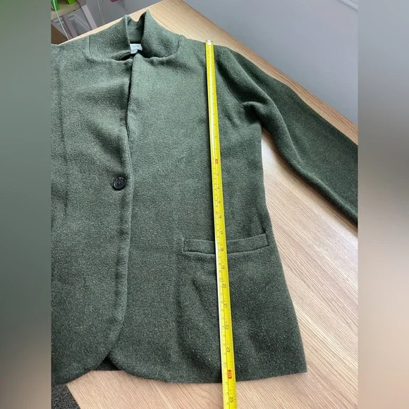 J.Crew Green Knit Blazer Jacket Women’s Small 100% Cotton One Button Pockets - Picture 8 of 9